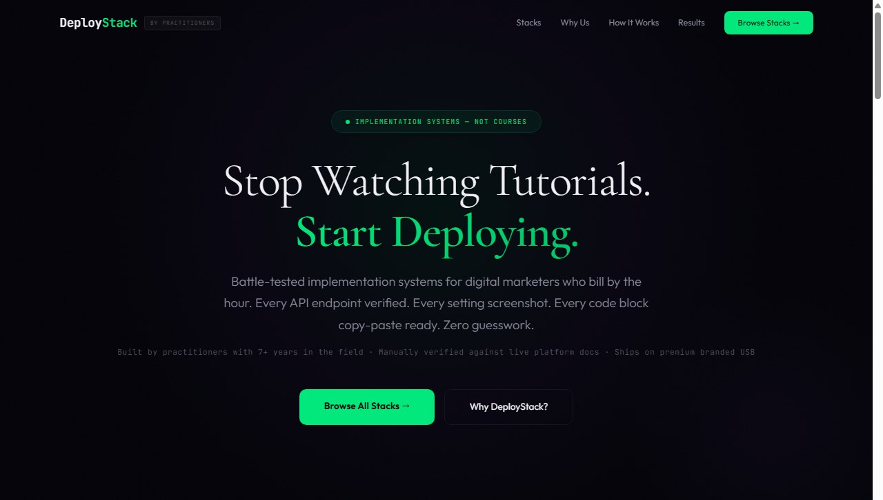 The DeployStack website: implementation systems, not courses